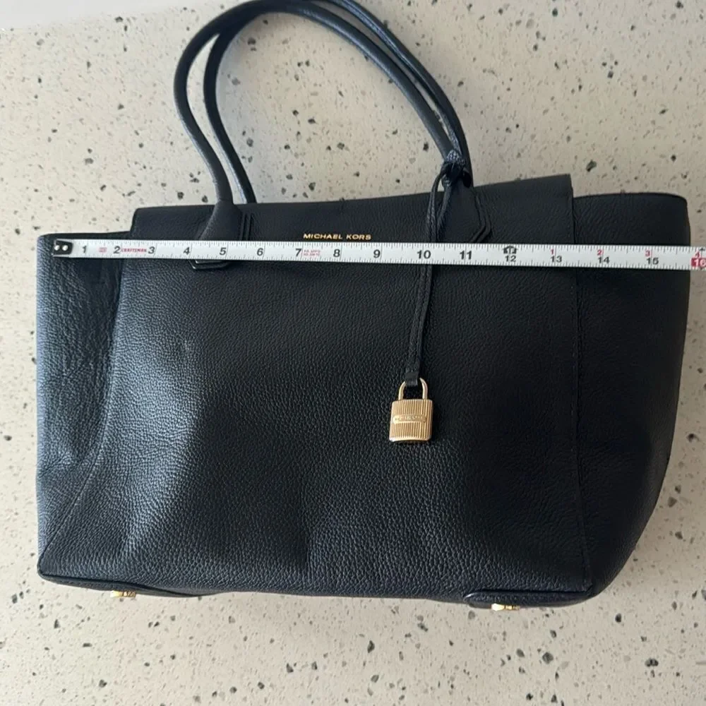 Michael Kors Mercer Large Satchel Black Leather Handbag Top Zip Closure Bag GUC - Picture 6 of 14
